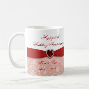 Damask 40th Wedding Anniversary Design Coffee Mug