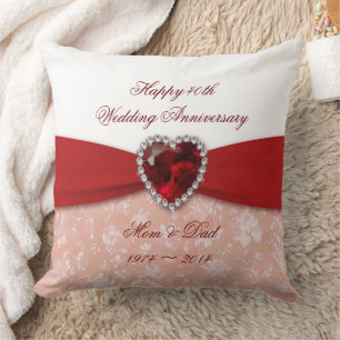 Damask 40th Wedding Anniversary Design Cushion