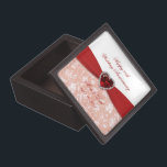 Damask 40th Wedding Anniversary Design Jewellery Box<br><div class="desc">A Digitalbcon Images Design featuring a ruby red and white colour and damask design theme with a variety of custom images, shapes, patterns, styles and fonts in this one-of-a-kind "Damask 40th Wedding Anniversary Design". With this attractive and elegant design you'll have all your decorations, gift ideas and party favours all...</div>