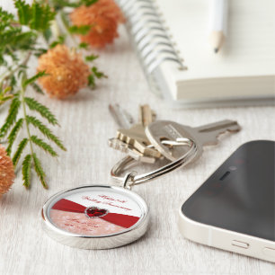 Damask 40th Wedding Anniversary Design Key Ring