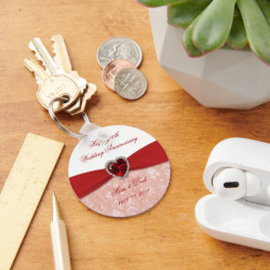 Damask 40th Wedding Anniversary Design Key Ring