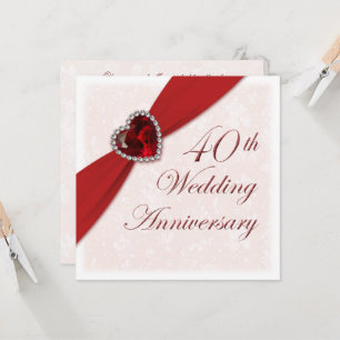 Damask 40th Wedding Anniversary Invitation