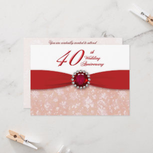 Damask 40th Wedding Anniversary Invitation