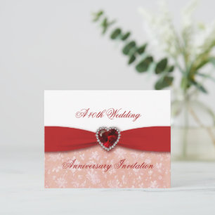 Damask 40th Wedding Anniversary Invitation