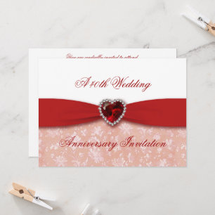 Damask 40th Wedding Anniversary Invitation