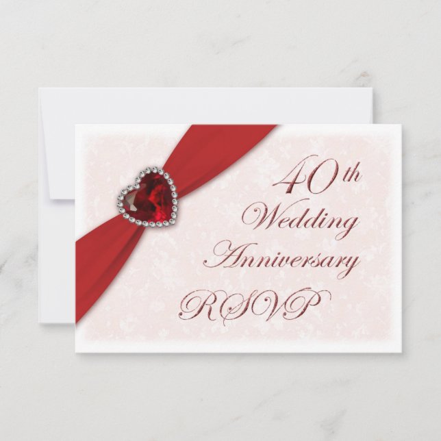 Damask 40th Wedding Anniversary Invitation (Front)