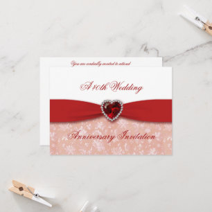 Damask 40th Wedding Anniversary Invitation
