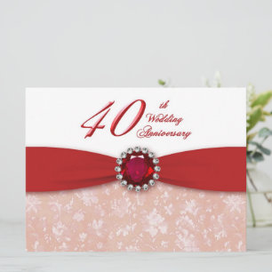 Damask 40th Wedding Anniversary Invitation