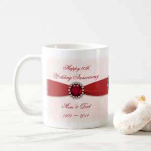 Damask 40th Wedding Anniversary Mug