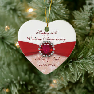 Damask 40th Wedding Anniversary Ornament