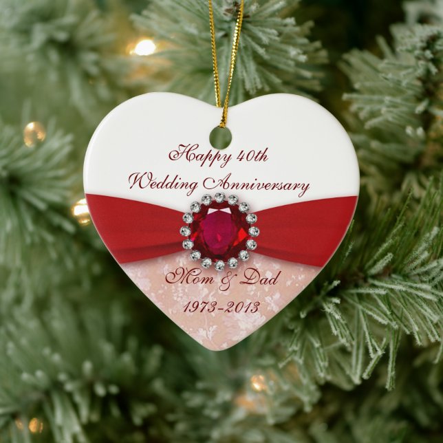 Damask 40th Wedding Anniversary Ornament (Tree)
