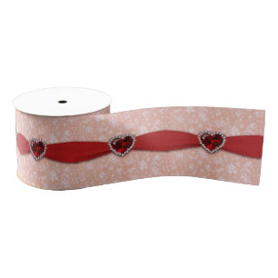 Damask 40th Wedding Anniversary Ribbon Grosgrain Ribbon