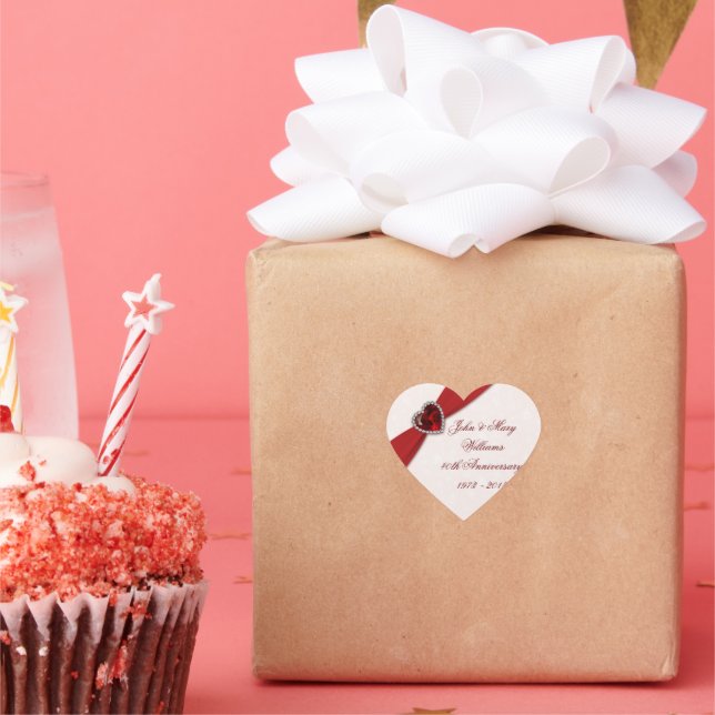 Damask 40th Wedding Anniversary Sticker (Party)