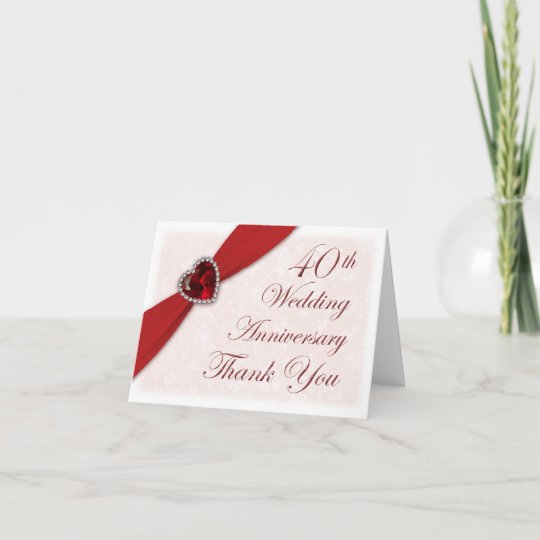 Damask 40th Wedding  Anniversary  Thank  You  Card  Zazzle co uk