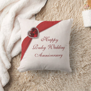 Damask 40th Wedding Anniversary Throw Pillow