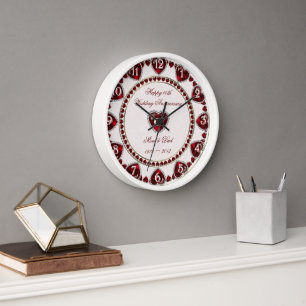 Damask 40th Wedding Anniversary Wall Clock