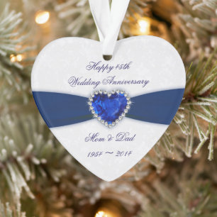 Damask 45th Wedding Anniversary Acrylic Ornament