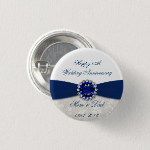 Damask 45th Wedding Anniversary Button
