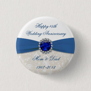 Damask 45th Wedding Anniversary Button