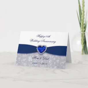 Damask 45th Wedding Anniversary Greeting Card