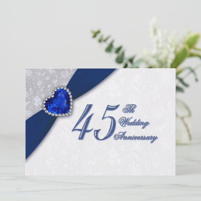 Damask 45th Wedding Anniversary Invitation (Standing Front)