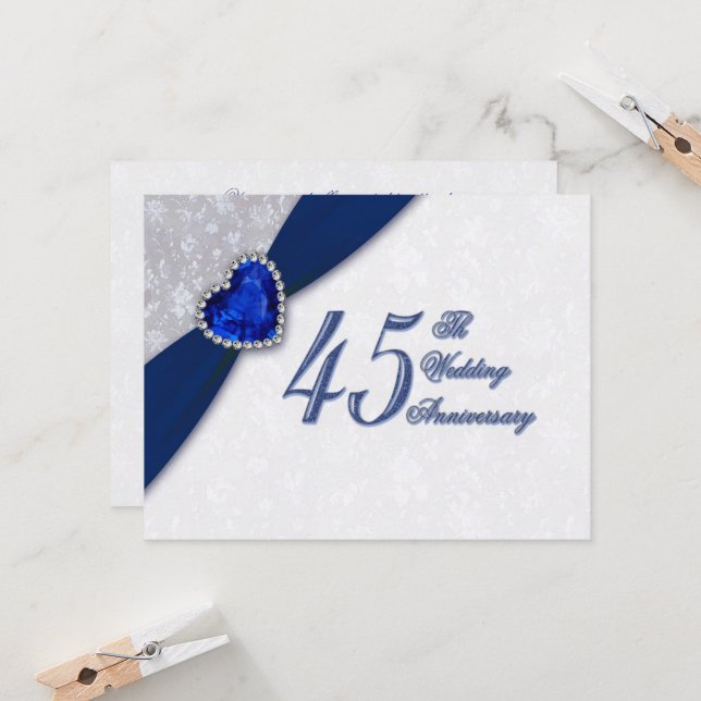 Damask 45th Wedding Anniversary Invitation (Front/Back In Situ)