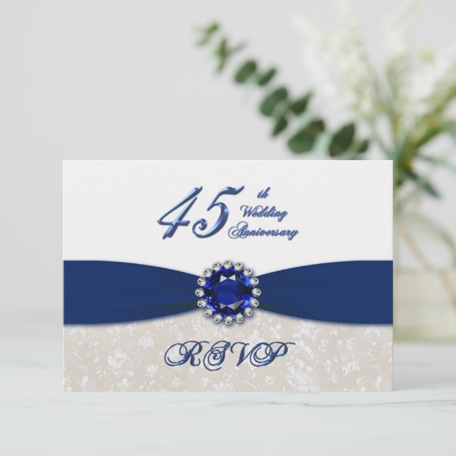 Damask 45th Wedding Anniversary Invitation (Standing Front)