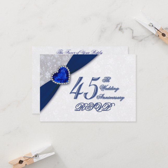 Damask 45th Wedding Anniversary Invitation (Front/Back In Situ)