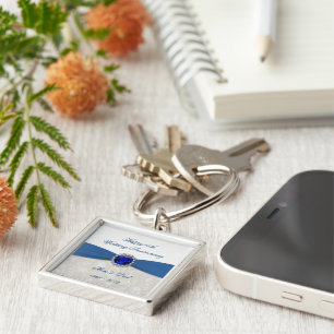 Damask 45th Wedding Anniversary Key Chain