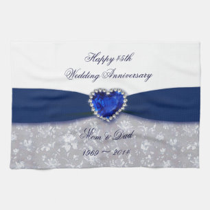 Damask 45th Wedding Anniversary Kitchen Towel