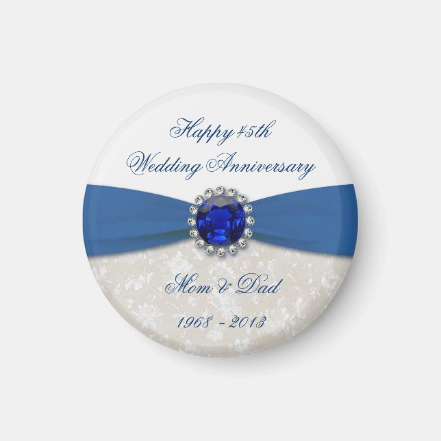 Damask 45th Wedding Anniversary magnet (Front)