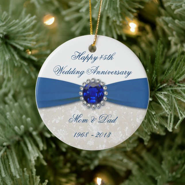Damask 45th Wedding Anniversary Ornament (Tree)