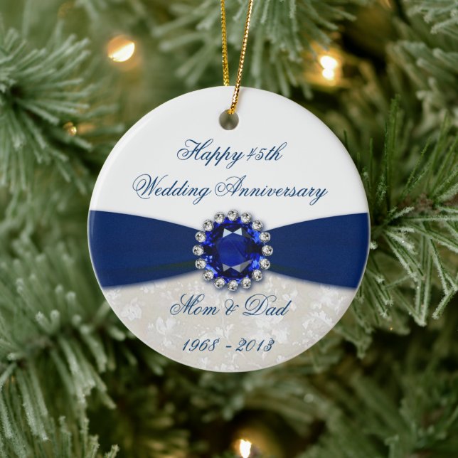 Damask 45th Wedding Anniversary Ornament (Tree)