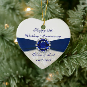 Damask 45th Wedding Anniversary Ornament