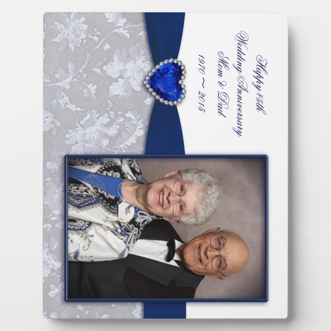 Damask 45th Wedding Anniversary Photo Plaque (Front)