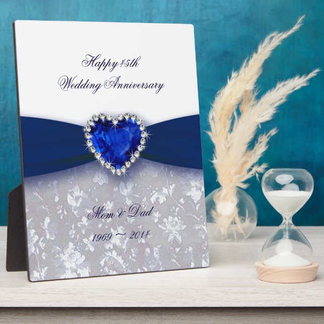 Damask 45th Wedding Anniversary Plaque (Side)