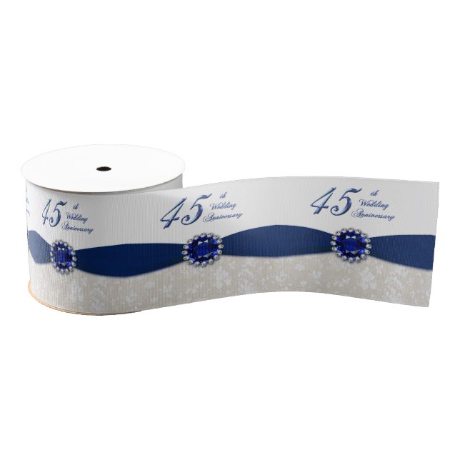 Damask 45th Wedding Anniversary Ribbon Grosgrain Ribbon (Spool)