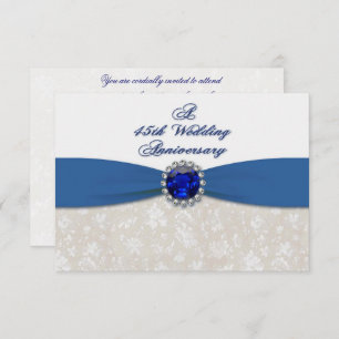Damask 45th Wedding Anniversary RSVP Invitation
