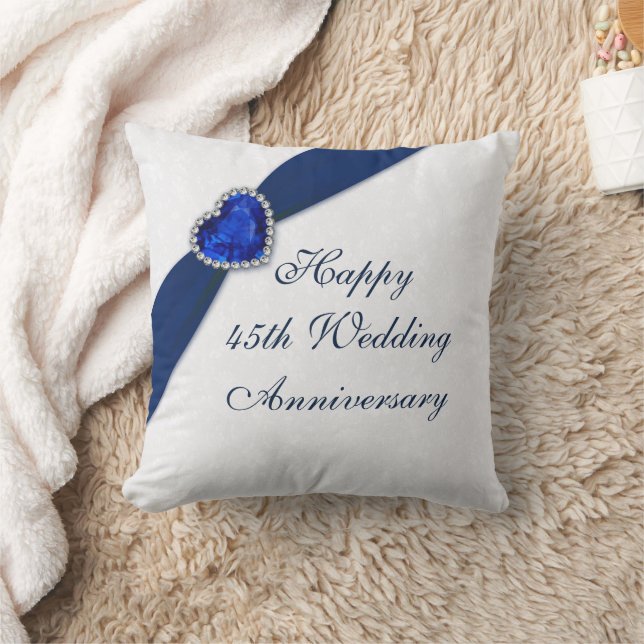 Damask 45th Wedding Anniversary Throw Pillow (Blanket)