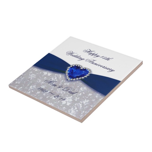 Damask 45th Wedding Anniversary Tile (Side)