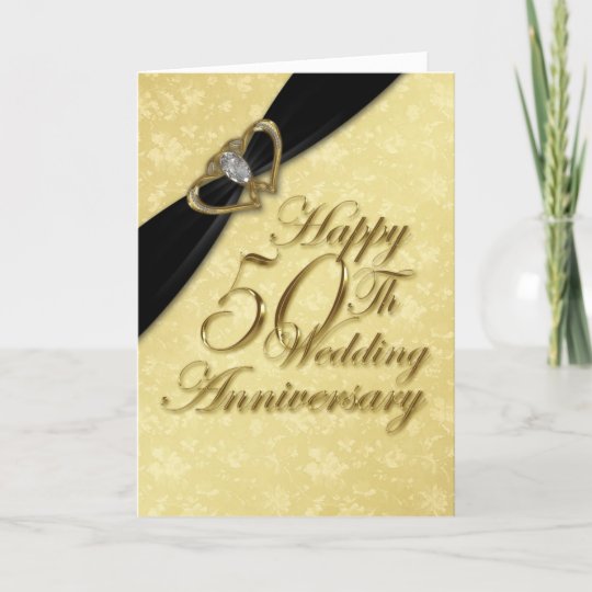 Damask 50th Wedding Anniversary Greeting Card Zazzle Co Uk