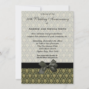Damask 50th Wedding Anniversary Invitation