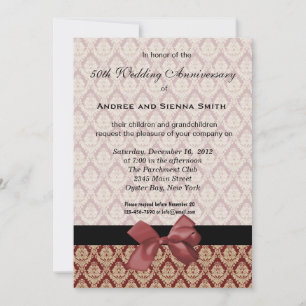 Damask 50th Wedding Anniversary Invitation
