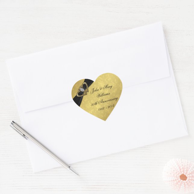 Damask 50th Wedding Anniversary Sticker (Envelope)
