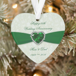 Damask 55th Wedding Anniversary Acrylic Ornament