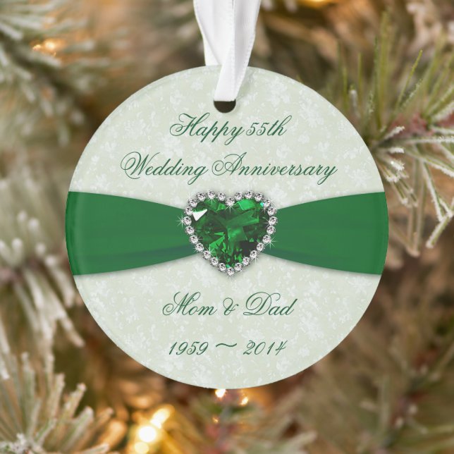 Damask 55th Wedding Anniversary Acrylic Ornament (Tree)