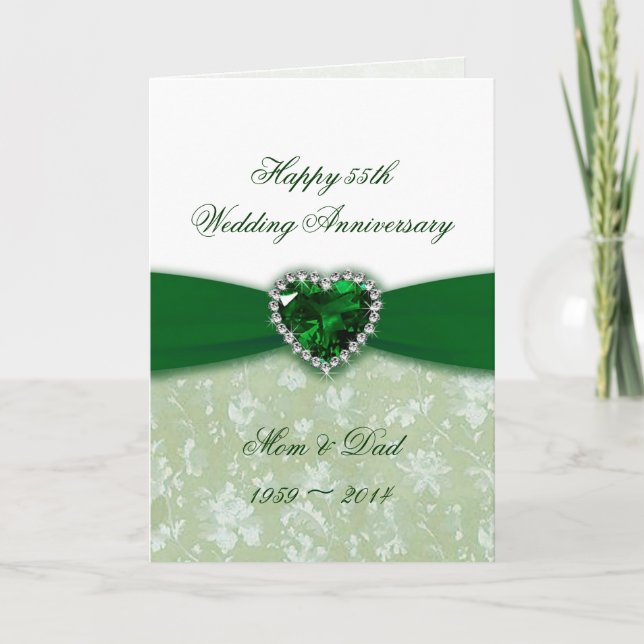 Damask 55th Wedding Anniversary Card (Front)