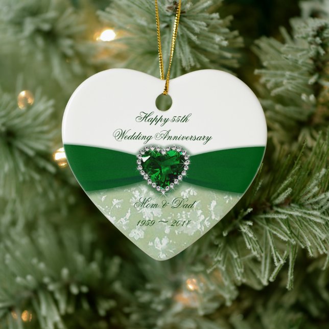Damask 55th Wedding Anniversary Ceramic Tree Decoration (Tree)