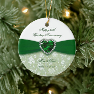 Damask 55th Wedding Anniversary Ceramic Tree Decoration