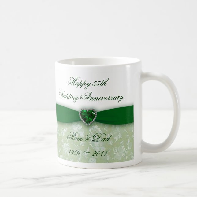 Damask 55th Wedding Anniversary Coffee Mug (Right)